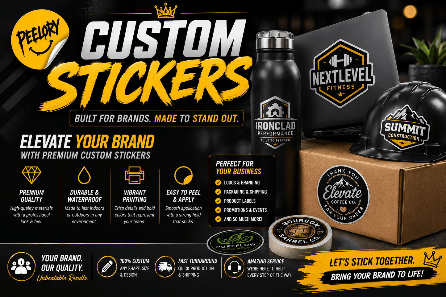 Custom 2x2 Vinyl Stickers — Bulk Business Orders - Peelory